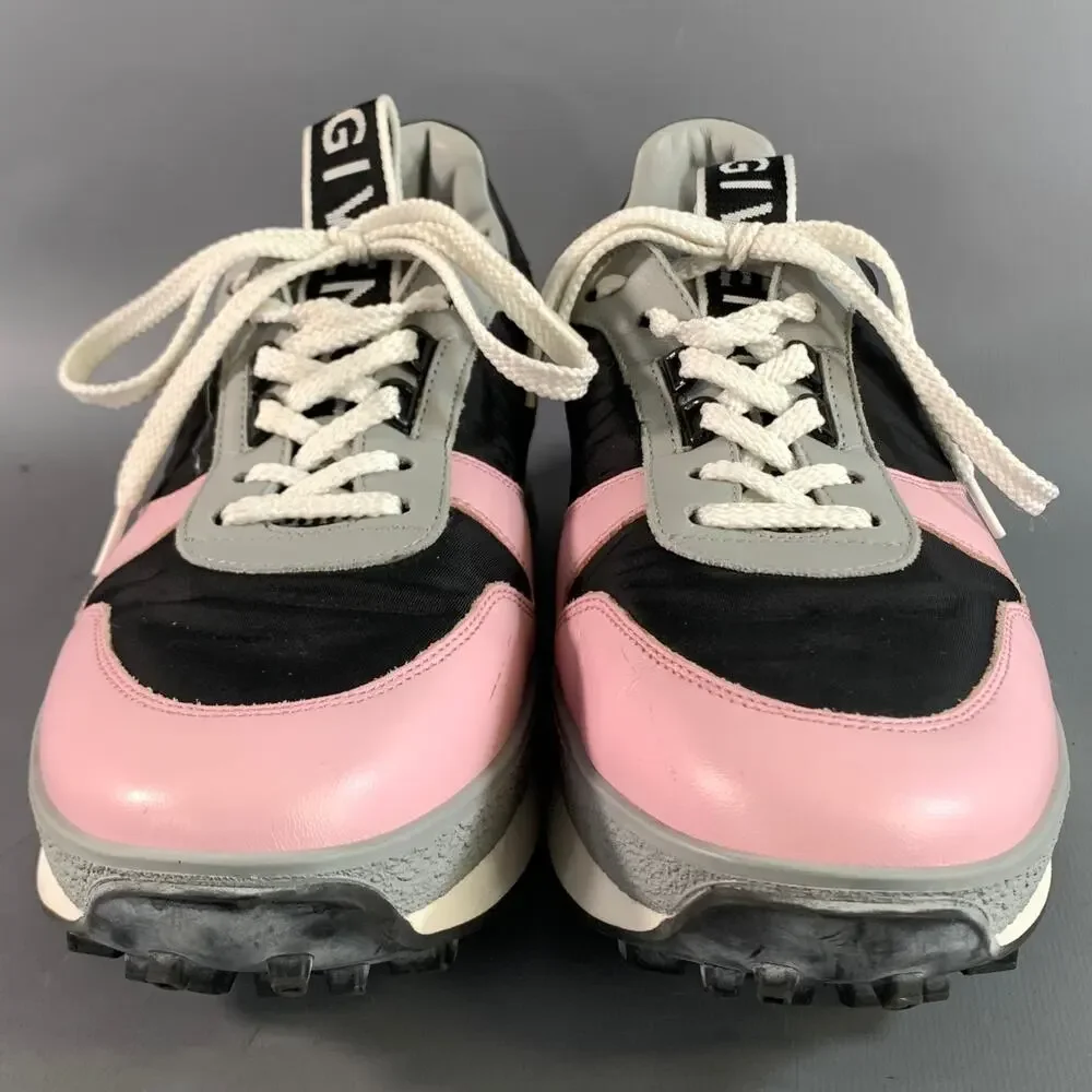 GIVENCHY Size 10 Pink Black Mixed Fabrics Low Top Lace Up Shoes